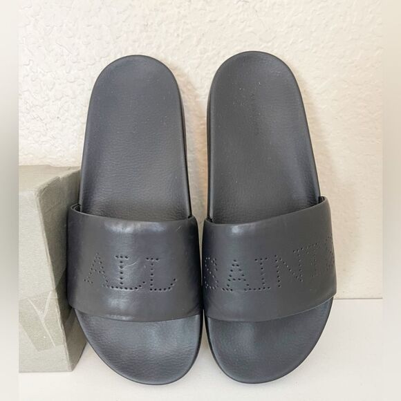 All Saints Karli leather Black Flip Flop Slides Sandals 10 new in box - Picture 12 of 14